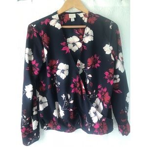 A New Day floral faux-wrap shirt.